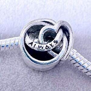 Entwined Love Always Heart Sterling Silver Charm Bracelet Bead fits PANDORA